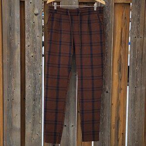 ATTRACTIVE ICHI Plaid Trousers Women Size Large IHKATE TARTAN Boho Work Office